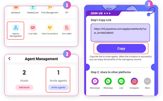 Invite Sub-Agents in Joyo Live App